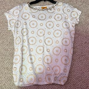 Flowey white and gold layer blouse